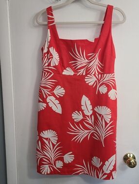 Boden Women's Red & White Summer Tropical Business/Casual Dress Sz 6P UK 10P